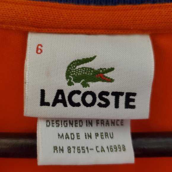 Lacoste Quarter-Zip Up with Vintage Collar Look Orange and Blue Size XL - Picture 13 of 15